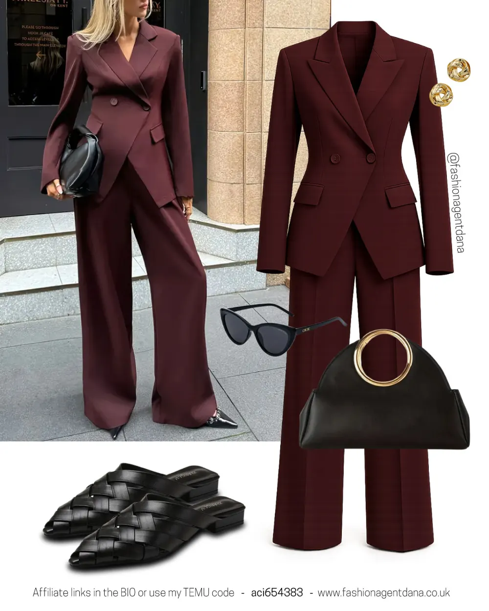 Burgundy Vibes outfit collage