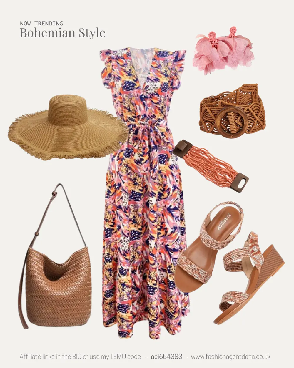 Bohemian Style outfit collage