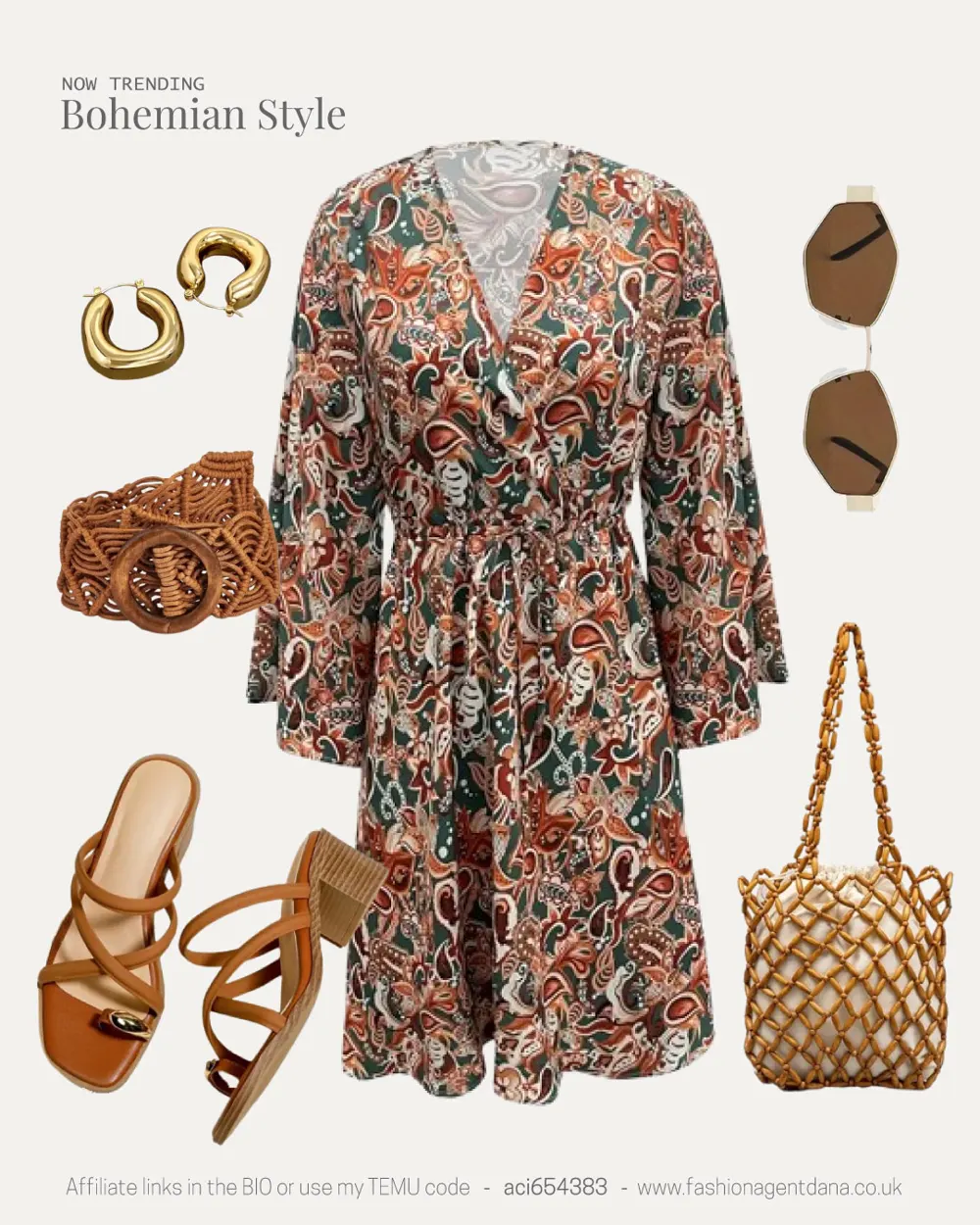 Bohemian Style outfit collage