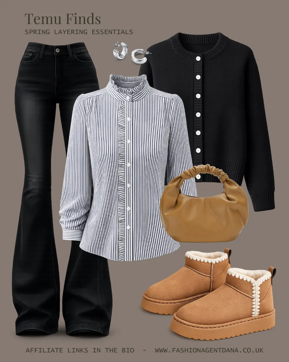 Spring cozy layering outfit collage