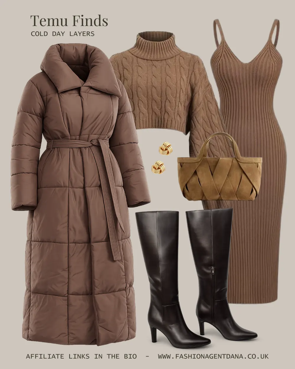 Cold day layering outfit collage