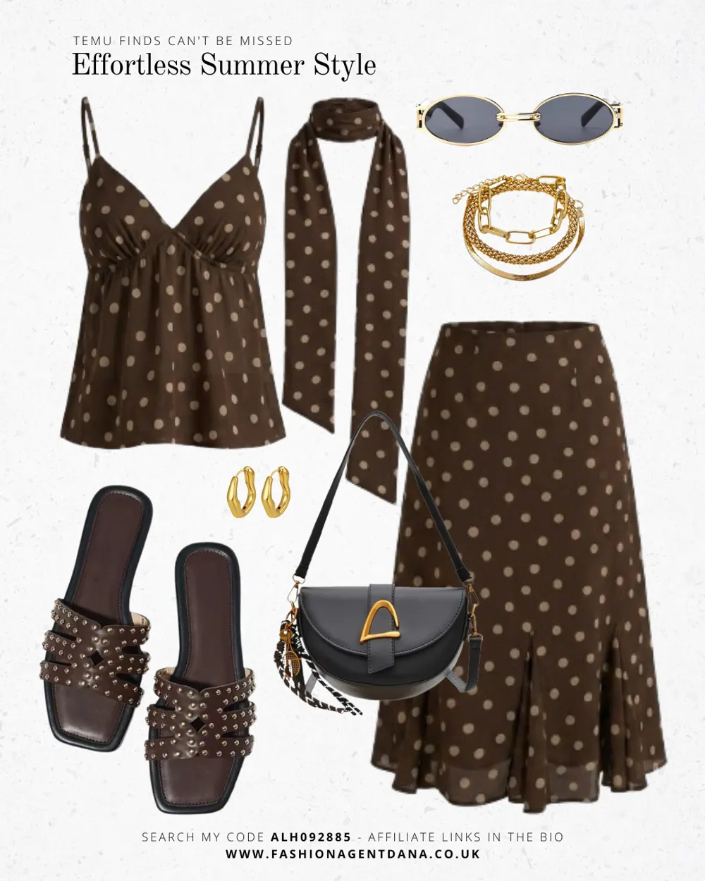 Polka dots but make it chic outfit collage