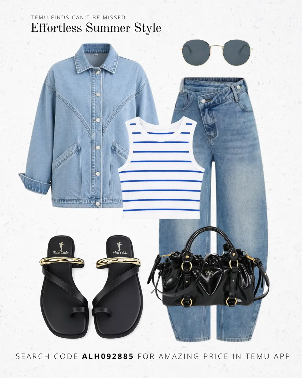 Stylish denim look outfit collage
